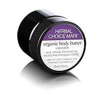 Organic Body Butter by Herbal Choice Mari (Lavender, 0.5 Fl Oz Jar) - No Toxic Synthetic Chemicals - TSA-Approved Travel Size