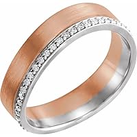 14k Two-Tone Gold (White/Rose) 6mm 1/3 Ct Diamond Eternity Curved Double Wedding Band - Size 11