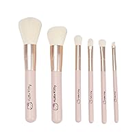 Impressions Vanity Hello Kitty The Core 6 PCs Makeup Brush set with Aluminum Ferrule, Super Soft Makeup Brushes for Foundation, Face Powder, Blending, Defined Shadow, Eye Shadow, and Liner (Pink)