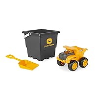 John Deere Sandbox Toy Set - Includes Dump Truck Toy, Bucket and Shovel - Toddler Outdoor Toys and Construction Toys Toys - Easter Basket Stuffers - Yellow - 3 Count
