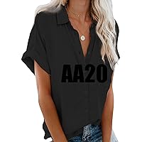 EFOFEI Women's Short Sleeves Button T-Shirt Fashion Solid Color Tunic AA20
