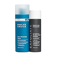 Paula's Choice 2% BHA Liquid Exfoliant & SKIN BALANCING Toner, Minimizes Clogged, Enlarged Pores with Salicylic Acid & Niacinamide, for Combination & Oily Skin, Fragrance-Free & Paraben-Free, Set of 2