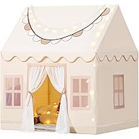 Play Tent for Kids Indoor: with Mat, Star Lights, Banners - Kids Play Tent Indoor Toddlers Play Tent Large Toddler Tent for Kids Toy House Gift for Boys & Girls
