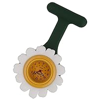 Unisex-Adult Daisy Floral Silicone Nurse Doctor Tunic Brooch Watch Extra Battery Yellow