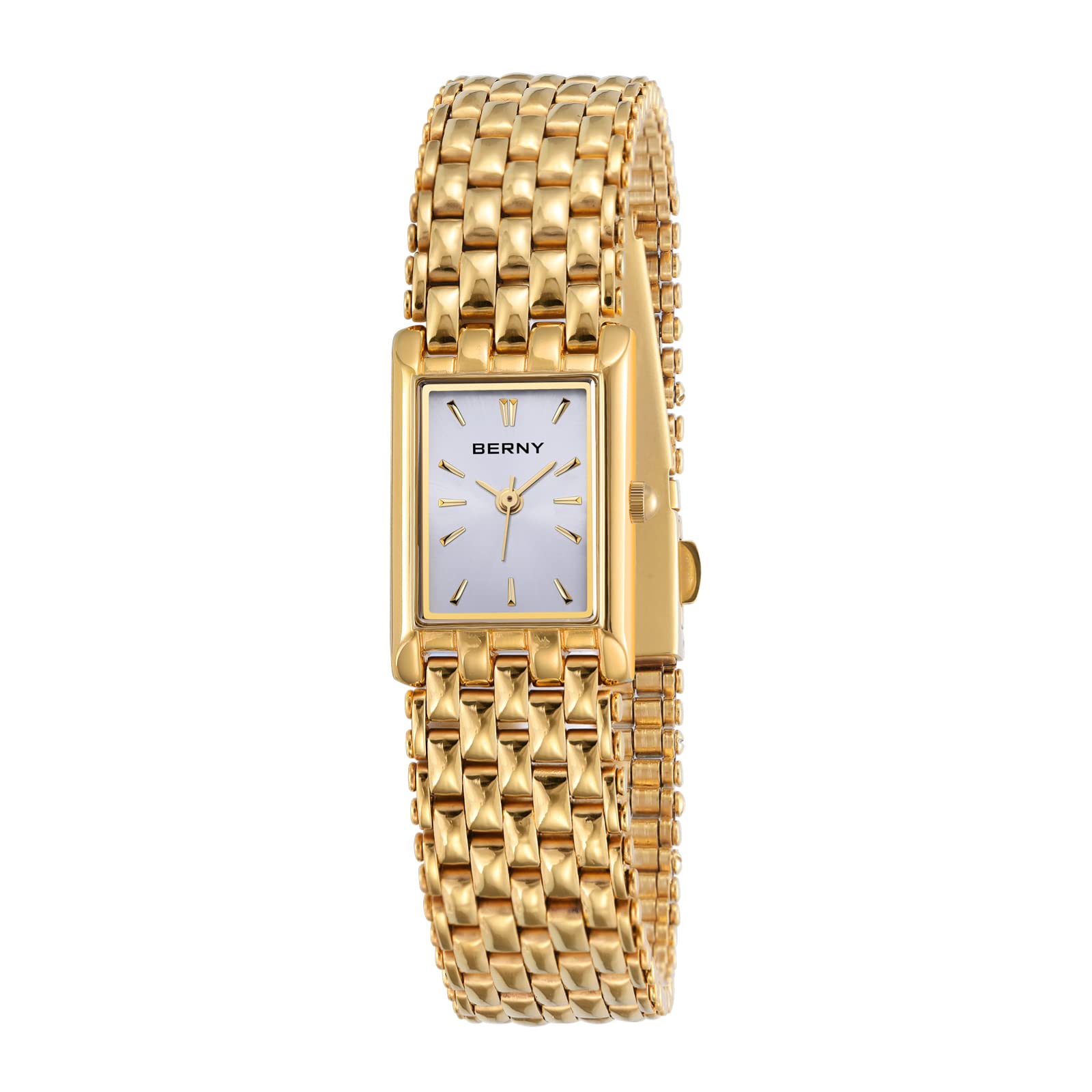 BERNY Gold Watches for Women Updated Ladies Quartz Wrist Watches Stainless Steel Band Womens Small Gold Watch Luxury Casual Fashion Bracelet Tools Included