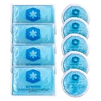 ICEWRAPS 5”x7” Reusable Gel Ice Packs and Small Reusable Ice Packs Bundle - Hot Cold Pack for Injuries, Pain Relief, Migraines