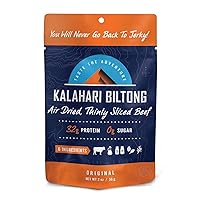 Original Kalahari Biltong, Air-Dried Thinly Sliced Beef, 2oz (Pack of 8), Sugar Free, Gluten Free, Keto & Paleo, High Protein Snack