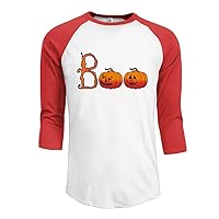 Men's Pumpkin Boo Halloween Three-Quarter Sleeve O-Neck T-Shirts M Red