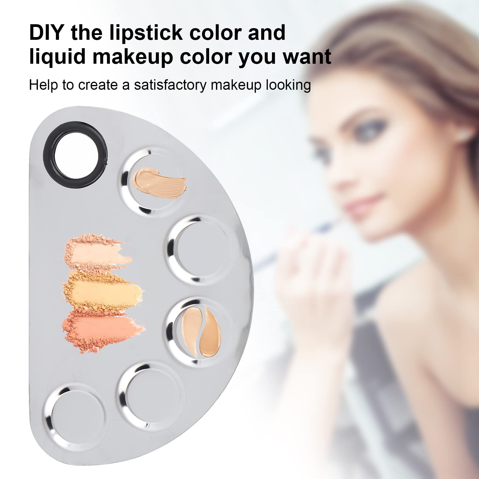 Makeup Mixing Palette,DIY Cosmetic Color Mixing Plate,Professional Makeup Palette,Stainless Steel Spatula Paint Pigment Lipstick Color Blending Plate,Easy to Clean,Double Ended Shovel Design, sta