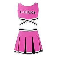 CHICTRY Girls Classic Cheer Leader School Team Uniform Letter Printed Crisscross Crop Top with Skirts