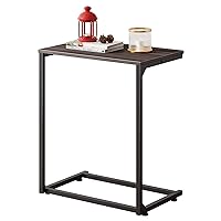WLIVE Side Table, Wide C Shaped End Table for Sofa Couch and Bed, Laptop Table, Work from Home, 26 Inch Tall, Gray and Black