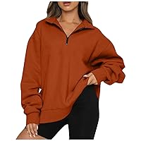 XHRBSI Cropped Crewneck Sweatshirt Women's Casual Fashion Long Sleeve Solid Color Zip Sweatshirt Top