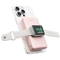 iWALK MAG-X Magnetic Wireless Power Bank with iWatch Charger,10000mAh PD Fast Charging Portable Charger Compact Battery Pack Compatible with iPhone 15/14/13/12 Series,Apple Watch Ultra/8/7/6/5/4
