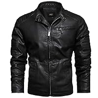 Mens Motorcycle Jacket Distressed Genuine Leather Coat Cashmere