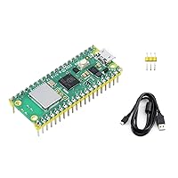 Built-in WiFi Raspberry Pi Pico W Microcontroller Board with Pre-soldered Header, Based on Official RP2040 Dual-core Processor, Dual-Core Arm Cortex M0+ Processor, with USB Cable