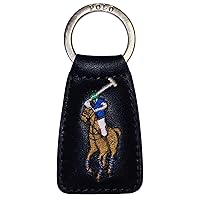 Ralph Lauren Polo Multi-Color Big Pony Key Chain Fob Leather Black