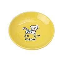 11019 Silly Kitty Dishwasher and Microwave Stoneware Cat Saucer 5-Inch Diameter 2.5-Ounce Capacity for Wet or Dry Cat Food Great For All Cats, Yellow
