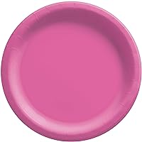 Bright Pink Round Paper Plates - 8.5