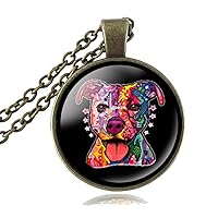 Pit Bull Dog Necklace, American Pitbull Pendant, Terrier Pet Puppy Rescue Chain Necklace, Bulldog Jewelry for Animal Lover Accessories