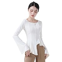 Women's Square Neck Flared Long Sleeve Blouse Tops