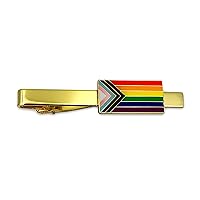 Progress Pride Flag LGBTQ Tie Clip - LGBT Badge Gay Lesbian Bisexual Transgender Supports Tie Bar