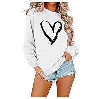 Tshirts Shirts for Women Valentine Turtle Neck Long Sleeve Tank Tops Dating Holiday Women's Tops