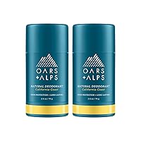 Oars + Alps Aluminum Free Deodorant for Men and Women, Dermatologist Tested and Made with Clean Ingredients, Travel Size, California Coast, 2 Pack, 2.6 Oz Each