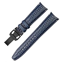 For IWC IW344205 Portuguese Chronograph Pilot Portofino Folding Buckle Strap 22mm Woven Cowhide Leather Watchband