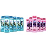 Body Wash Bundle with Ocean Breeze and Sweet Pea Violet Scents, Vitamin E, 18 Oz Packs of 6