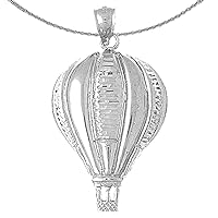 Silver Hot Air Balloon Necklace | Rhodium-plated 925 Silver Hot Air Balloon Pendant with 18