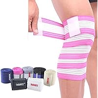 Elastic Breathable Knee Wraps Bandage Compression Sleeve Brace Pain Relief Straps Support for Men Women Cross Training WODs, Gym Workout, Fitness & Powerlifting, 1 Pair