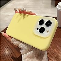 Liquid Silicone Phone Case for iPhone 14 13 12 11 15 Pro Max Plus Camera Lens Protection Matte Cover,Yellow,for iPhone 14 Pro