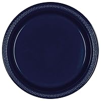 True Navy Blue Round Disposable Plastic Plates - 7