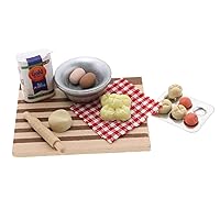 Miniature Bakery Set 1:12 Scale Dollhouse Kitchen Food Pretend Play Toy Cutting Board Baking Sheet Bread Mini Model Decoration for Dollhouse Decor Accessories