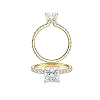 Diamond Wish IGI Certified 1 to 1 1/5 Carat Princess Cut Lab Grown Diamond Ribbon Halo Engagement Ring for Women in 14k Gold Side Stones (E-F, VS-SI, cttw) Wedding Promise Ring Size 4 to 9