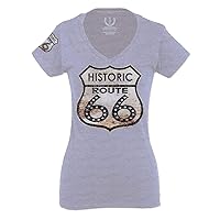 0273. Retro Road California Route 66 cali Republic Vintage for Women V Neck Fitted T Shirt