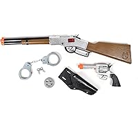 Wild West Cap Play Set – 6 Piece Western Toys for Kids | Cowboy Sheriff Cap Blaster with Handcuffs | Ring Caps Sold Separately - Maxx Action
