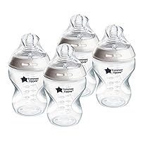 Tommee Tippee Closer to Nature Anti-Colic Baby Bottle, 9oz, Slow-Flow Breast-Like Nipple for a Natural Latch, Anti-Colic Valve, Pack of 4