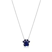 Amazon Collection Birthstone Pawprint Necklace Pendant with Cable Chain in Sterling Silver, 18