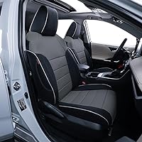 EKR Custom Fit RAV4 Car Seat Covers for Select Toyota RAV4 2019 2020 2021 2022 2023 2024 LE,XLE,XLE Premium,Limited - Full Set,Leather(Black/Gray)
