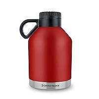 DrinkTanks - Session Growler, Tumbler with Handle, Passivated Stainless Steel Growlers for Beer, Leakproof and Vacuum Insulated Beverage Tumbler, Soda, Wine, Coffee, 32 Oz, Crimson