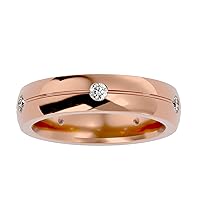 Certified Bezel Setting Diamond Ring in 18K White/Yellow/Rose Gold with 5 pcs Round Cut Natural Diamond Wedding Band Ring for Women, Girl & Ladies | Real Diamonds Bridal Ring for Her (0.46 Ct, IJ-SI)