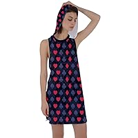 CowCow Womens Summer Sexy Mini Dress Cats Dogs and Dashiki Patchwork Print Racerback Hoodie Dress,XS-3XL