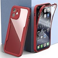 Luxury 360 Full Body Protection Phone Case for iPhone 15 14 11 12 13 Pro Max Mini 14 15 Plus Soft Silicone Cover,red,for iPhone 11 Pro