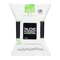 DUDE Face & Body Wipes 30 Count Energizing & Refreshing Scent Infused with Pro Vitamin B-5, Face Cleansing Cloths for Men, Lightly Scented for Mid-Day Refreshment, Hypoallergenic, Alcohol Free