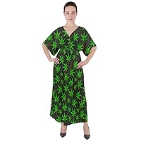 CowCow Womens Loose Maxi Dress Marijuana Cannabis Plant Marihuana Leaves V Neck Boho Style Maxi Dress