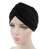 Pleated Stretch Ruffle Women's Velvet Chemo Turban Hat Wrap Cover