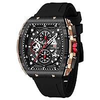Mini Focus Men's Watch Fashion Sports Wristwatches (Chronograph/Waterproof/Lights/Calendar) Silicone Strap Quartz Watch for Men, Black_Gold, Classic