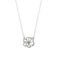 Jewelry Sterling Silver Daisy Flower Necklace with 14K Gold Wash, 16 Inches