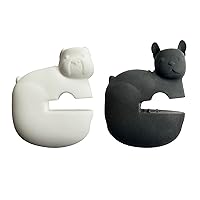 Fox Run Silicone Pot Clip Spoon Rest, French and English Bulldogs, Set of 2, 2.75